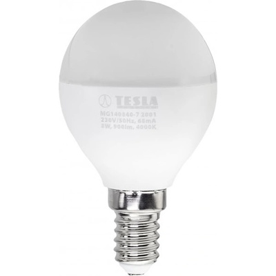 Tesla LED žiarovka miniglobe BULB/ E14/ 8W/ 230V/ 900lm/ 4000K/ denní biela