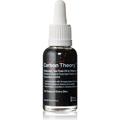 Carbon Theory Charcoal, Tea Tree Oil & Vitamin E регенериращ нощен серум с ревитализиращ ефект за проблемна кожа 30ml