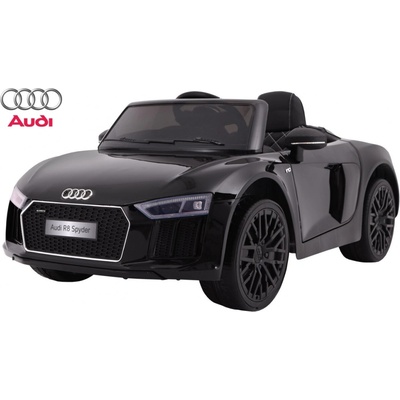 Joko elektrické autíčko Audi R8 Spyder kožené sedadlo penové kolesá FM rádio odpružené lak čierna