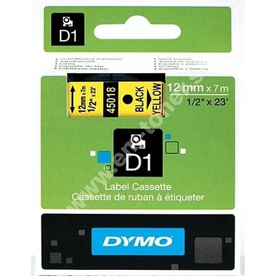páska DYMO 45018 D1 Black On Yellow Tape (12mm)