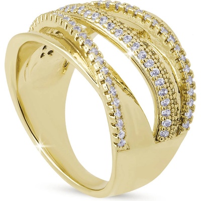 Biju Pozlacený prstýnek s propletenými zirkony 0502 4000502 9