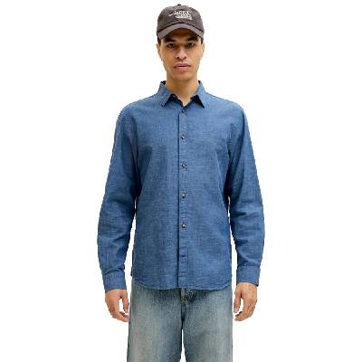 Риза с дълъг ръкав Jack & jones Esummer Linen Blend long sleeve shirt - Blue (Navy Blazer)