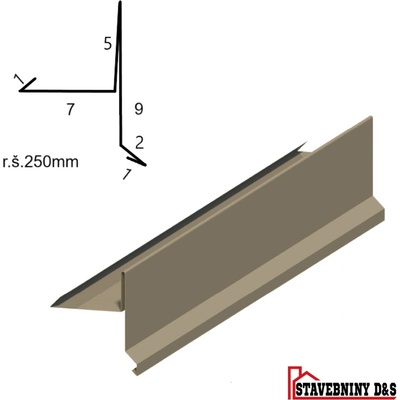 Závětrná lišta rš: 250mm délka 2m (štítové lemování)