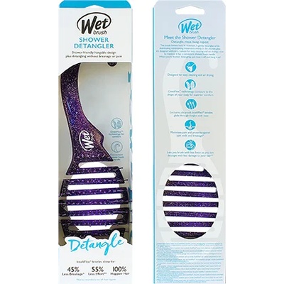 Wet Brush Shower Detangler Четка за коса Purple Glitter