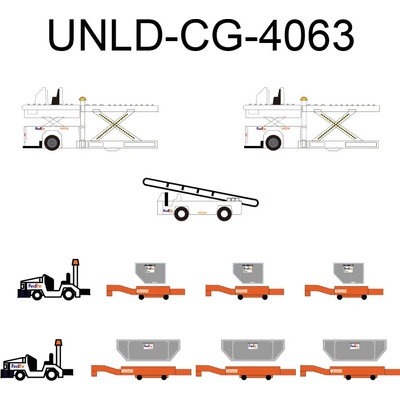 JC Wings Airport Accessories Cargo Container Set FedEx 1:400