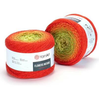 Yarn Art příze Flowers Merino 539 žlutá, zelená, rezavá, cihlově červená