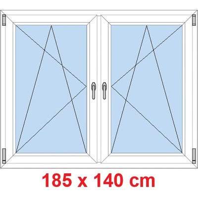 Soft Dvoukřídlé plastové okno 185x140 cm OS+OS se sloupkem Bílá