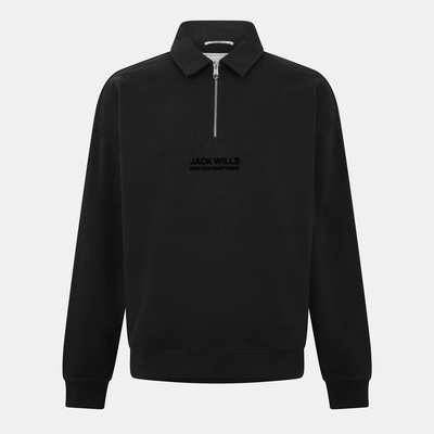 Jack Wills Горнище с цип Jack Wills Slouch Quarter Zip Top - Washed Black