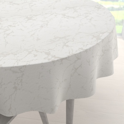 Biante okrúhly obrus Parma PM-116 Strieborný mramor na krémovom Ø 110 cm