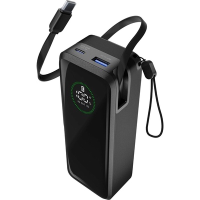 Cellularline Външна батерия ROLLER 20000 mAh 65W, ролетен кабел, LED дисплей 15427