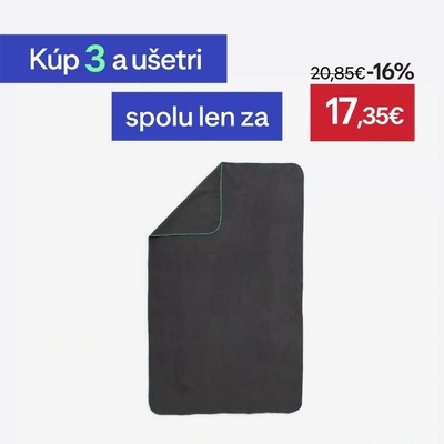 Decathlon uterák z mikrovlákna 80 x 130 cm čierny