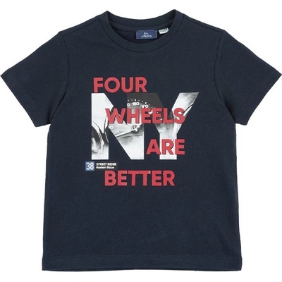 Chicco Boys Four Wheels Are Better Tee Dark Blue