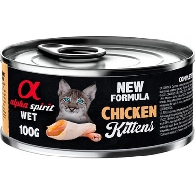 Alpha Spirit Complete wet cat food - Пиле - консерва за подрастващи котенца с 93% месо и 4% плодове - 100 гр 40040509