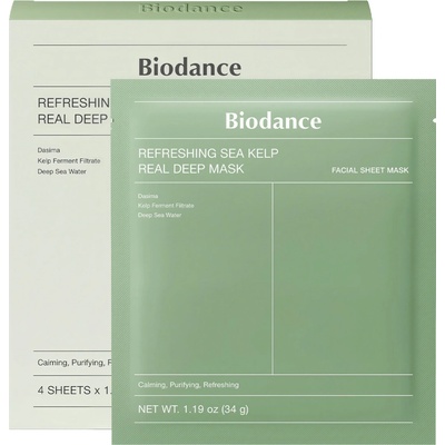 BIODANCE Refreshing Sea Kelp Real Deep Mask balenie 4 ks nočná kolagénová pleťová maska 4 x 34 g