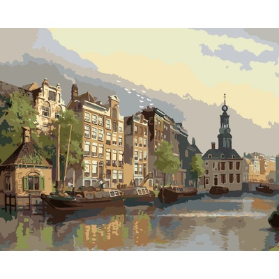 ZUTY Malování podle čísel POHLED NA MINCOVNU V AMSTERDAMU Rozměr 80 x 100 cm Rámování vypnuté plátno na rám