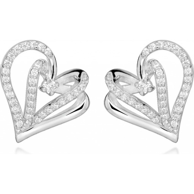 Silver Cat Srdíčkové náušnice s kubickými zirkony Love & Infinity SC604