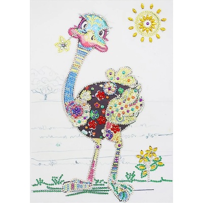 Диамантен Гоблен "Щраусът и Слънцето" - 24 x 34 см, Специални мъниста