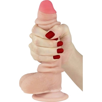 Lovetoy Sliding-Skin dvojvrstvový dildo 18 cm prírodná farba