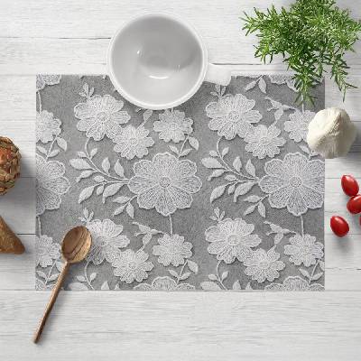 Biante prestieranie Terra TRA-006 Vyšívané biele kvety na zelenosivom 35x45 cm