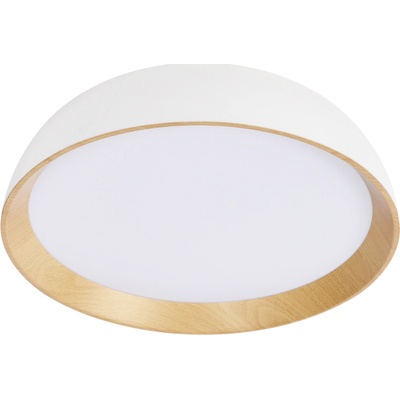 Biele LED stropné svietidlo Calabria s dreveným dekorom okrúhle 24W