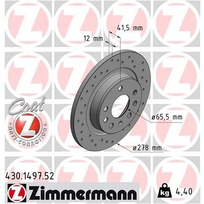Brzdový kotúč ZIMMERMANN 430.1497.52 (430149752)