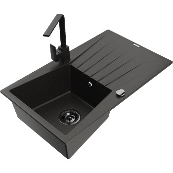 Mexen Cesar гранитна мивка с едно корито с отцедник и кухненски смесител (6514-75-670300-70-B)