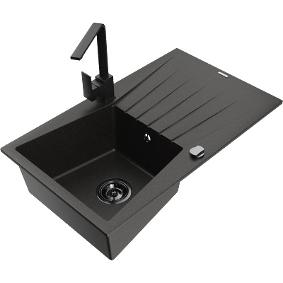 Mexen Cesar гранитна мивка с едно корито с отцедник и кухненски смесител (6514-75-670300-70-B)