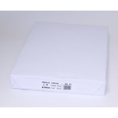 Kreslící karton bílý 180 g/m2 - kladívková čtvrtka - A3 - 200 ks - bílé čtvrtky