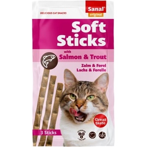 Sanal Softsticks SANAL Cat Salmon & Trout - меки пръчици със сьомга и пъстърва, 3 бр, Холандия SC3830