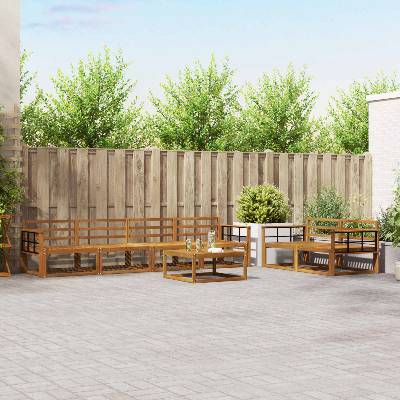 vidaXL Комплект дивани за открито 7 pcs Естествен (3367237)