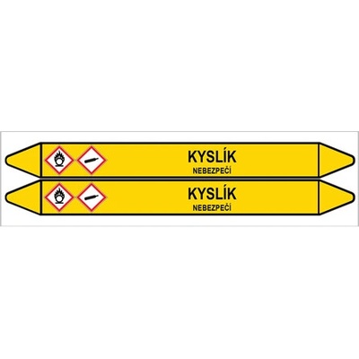 Značení potrubí, kyslík,2 ks, 450 × 52 mm PZ 007734