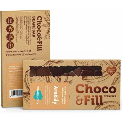 Choco & Fill Raw plněná čokoláda 65% Arašídy 200 g