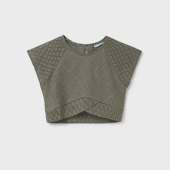 MAYORAL Къс топ ажурен в цвят зелено каки за момиче Майорал