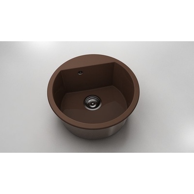 FAT Кръгла мивка Vanguard 223, Polymer marble, 17 Светло венге , с включен сифон
