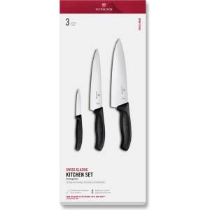 Victorinox Комплект ножове SWISS CLASSIC, с нож на готвача, комплект от 3 бр. , черен, пластмаса, Victorinox (VN671333G)