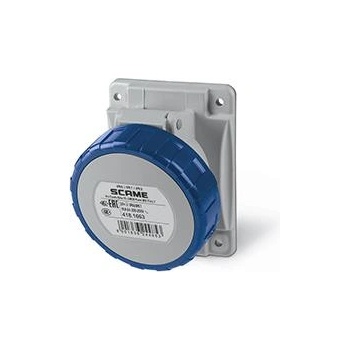 SCAME Промишлен контакт 2P+Е 16A 200-250V IP66, 6h серия Optima панелен монтаж 70x87мм - 418.1663 (418.1663)