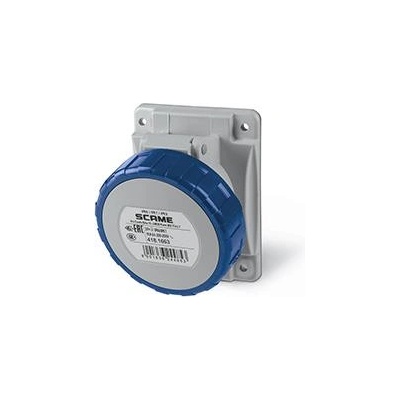 SCAME Промишлен контакт 2P+Е 16A 200-250V IP66, 6h серия Optima панелен монтаж 70x87мм - 418.1663 (418.1663)