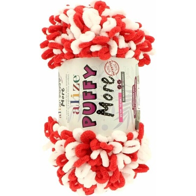 Alize Puffy More 6556 biela s červenou