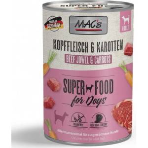 MAC's Mac’s Dog Adult, консерва за пораснали кучета, БЕЗ ЗЪРНО, с говеждо от врат и моркови (мин. 70% месо), 400 гр - Германия - 924VE