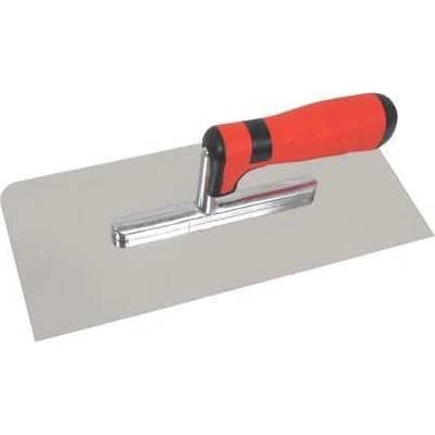 TOPTRADE hladítko nerezové, s pogumovanou rukojetí, hladké, 2 oblé rohy, 280 x 130 mm, profi
