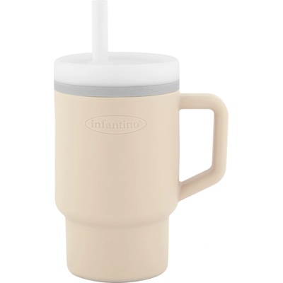 Infantino Силиконова чаша със сламка Infantino, 270 ml, Пясъчно бяла (IN308032)