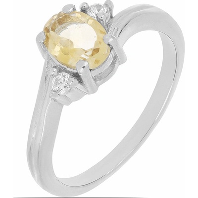 Nefertitis Prsten stříbrný s broušeným citrínem a zirkony 026295 CT