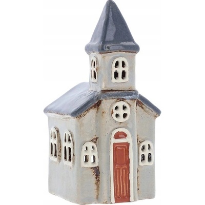 Keramický svícen Dům - Kostel 15 cm
