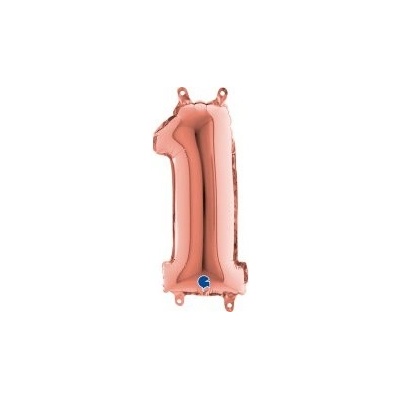GRABO fóliový balónek ČÍSLICE ROSE GOLD MINI 1 35cm,14 nafukovací