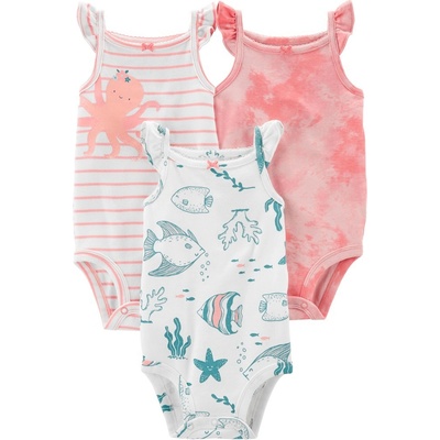 CARTER'S Body bez rukávů Pink Ocean holka 3ks