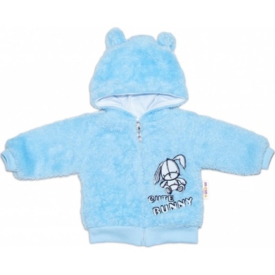 Baby Nellys dojčenská chlupáčková bundička s kapucňou Cute Bunny modrá