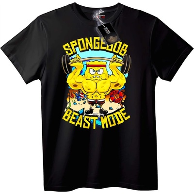 NOONEBRAND Тениска SpongeBob Звяр Режим - L, Black