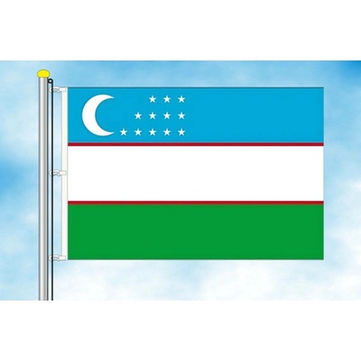 LIBEA, s.r.o. Vlajka Uzbekistánu Rozměr: 40×60 cm, Uchycení: Karabiny na stožár