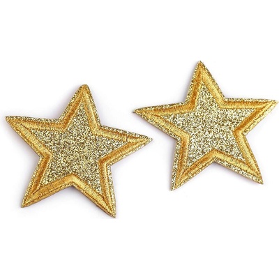Nažehlovačka hvězda s glitry, střední, 2 zlatá