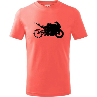Moto love tričko detské korálová